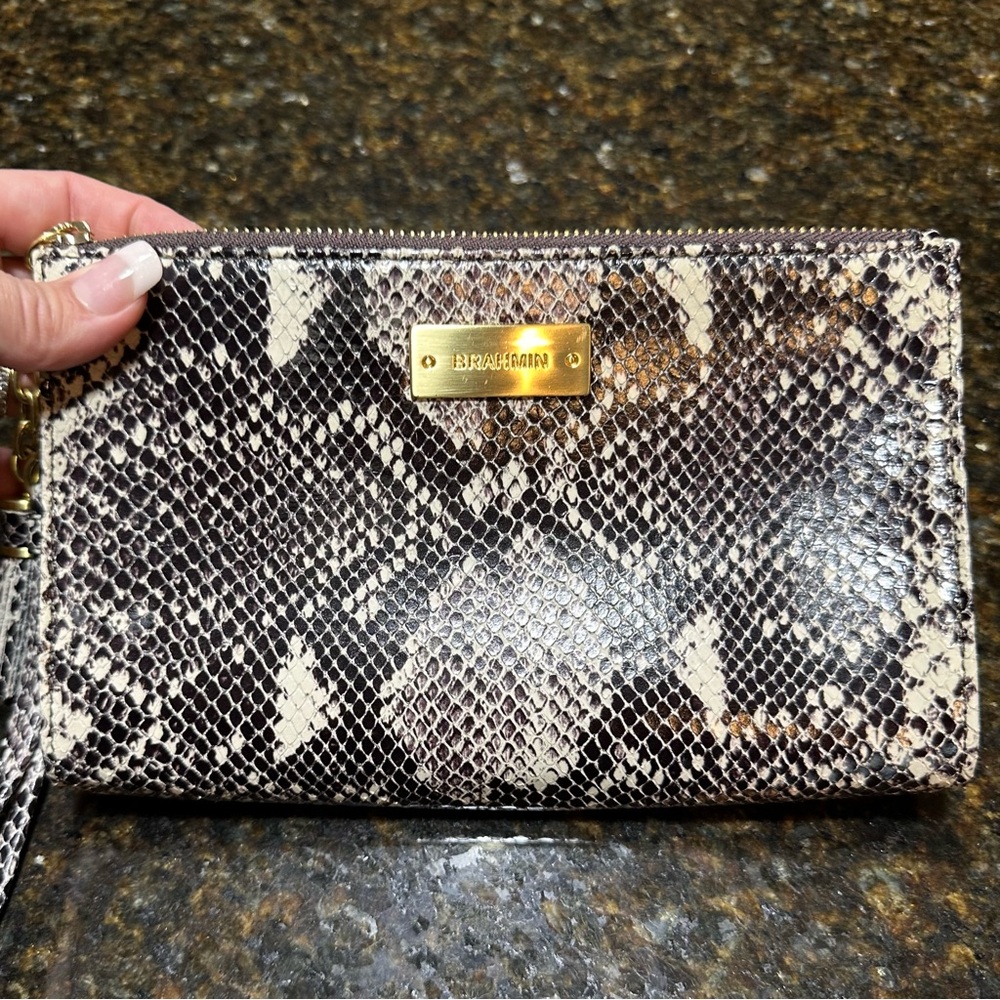 Euc Authentic Vintage Brahmin Python Snakeskin Wr… - image 3